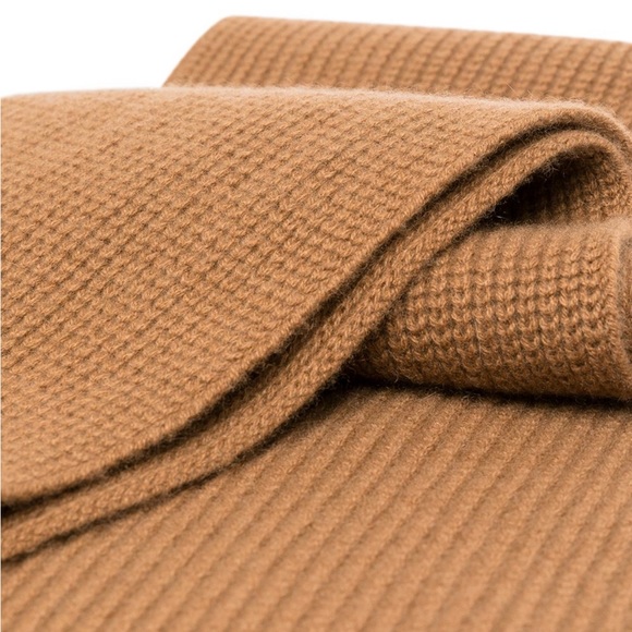 New N.PEAL Unisex Ribbed Cashmere Scarf in Brown/Camel - Picture 2 of 5